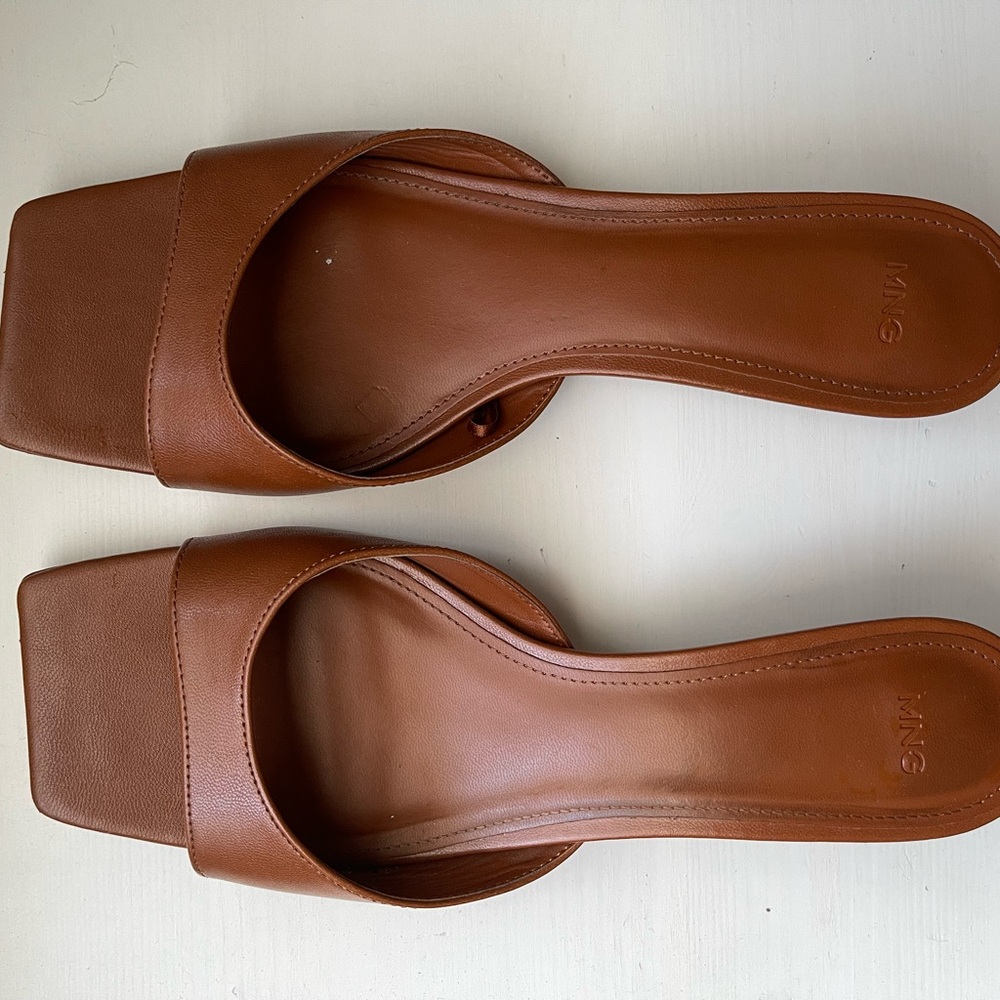 Mango Brown Slide Sandals - Women